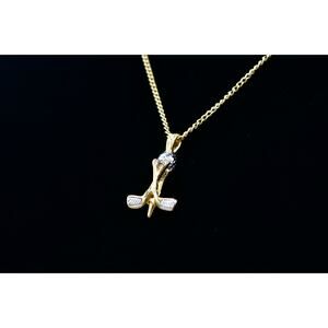 Navika Pendant Necklace Golf Clubs Gold Tone Chain Vintage Elegant Signed BinM
